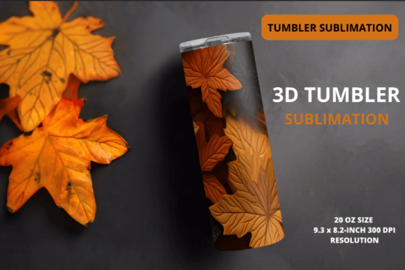 3D Autumn Leaves Tumbler Sublimation Design