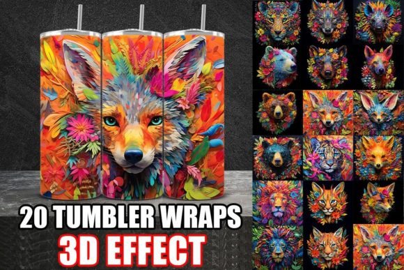 3D Beautiful Animals Tumbler Wrap Bundle – A Versatile Design Resource for Creatives