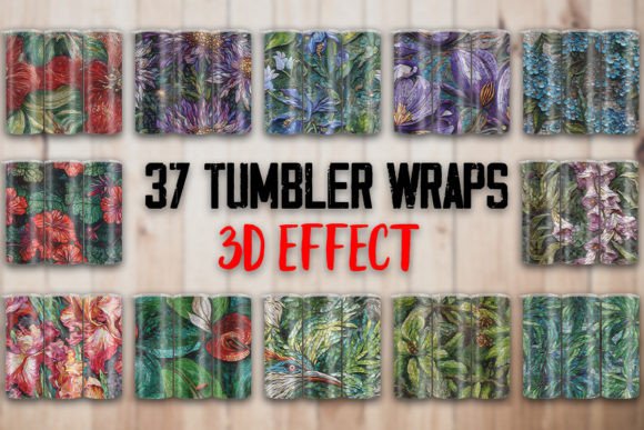 3D Colorful Mosaic Flowers Tumbler Wrap – A Vibrant Design for Creative Projects