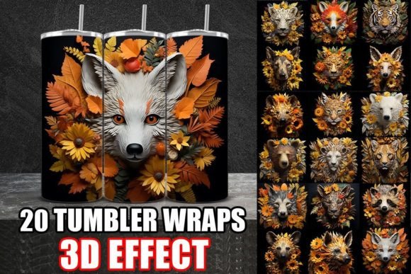 3D Fall Flower Wild Animals Tumbler Wrap Bundle: A Creative Tool for Seasonal Projects