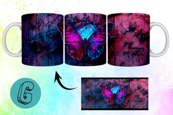 3D Fantasy Butterfly Mug Wrap Break 10