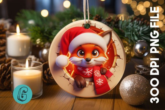 3D Fox Break Through Ornament Front 2