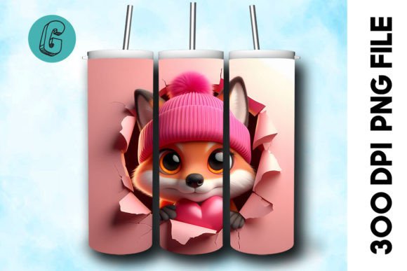 3D Fox Valentine Tumbler Wrap 23