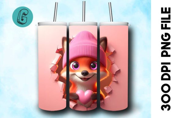 3D Fox Valentine Tumbler Wrap 26