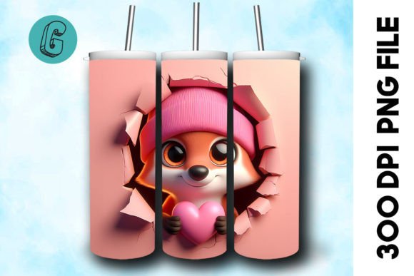 3D Fox Valentine Tumbler Wrap 28