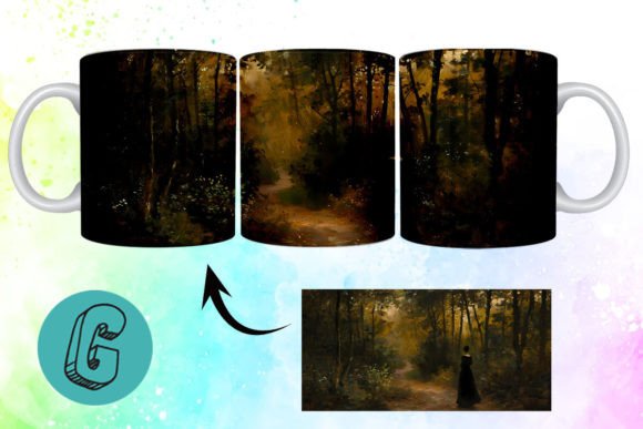 3D Oil Paint Forest Garden Mug Wrap 02