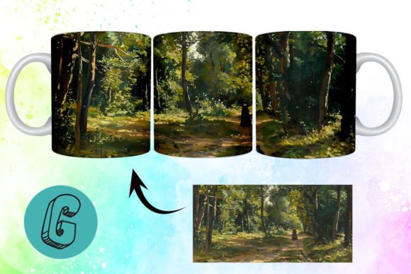 3D Oil Paint Forest Garden Mug Wrap 03