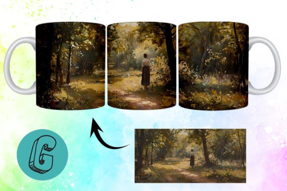 3D Oil Paint Forest Garden Mug Wrap 05