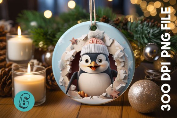 3D Penguin Break Through Ornament 02: A Strategic Creative Asset for High-Impact Projects
