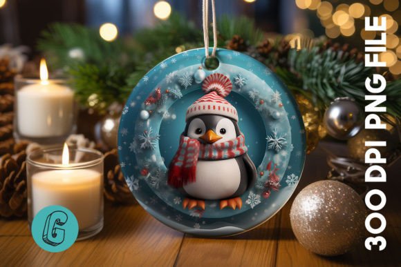 3D Penguin Break Through Ornament 16: A Creative Digital Asset for DIY Enthusiasts