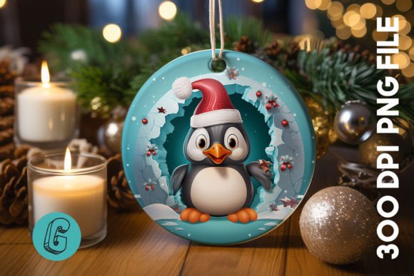 3D Penguin Break Through Ornament for Creative Projects