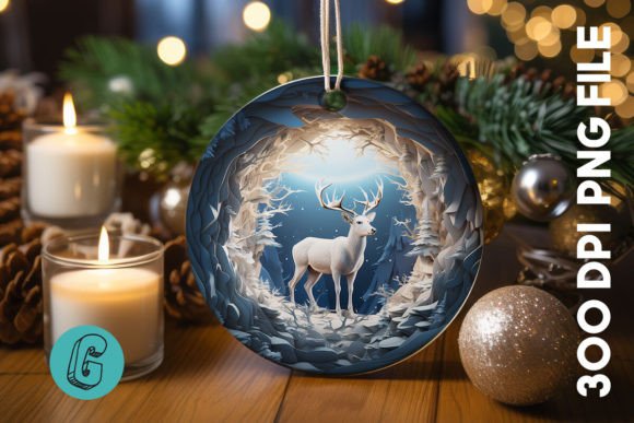 3D Reindeer Break Through Ornament