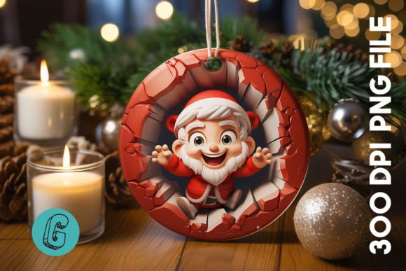 3D Santa Break Through Ornament 33: A Versatile Design for Creative Projects
