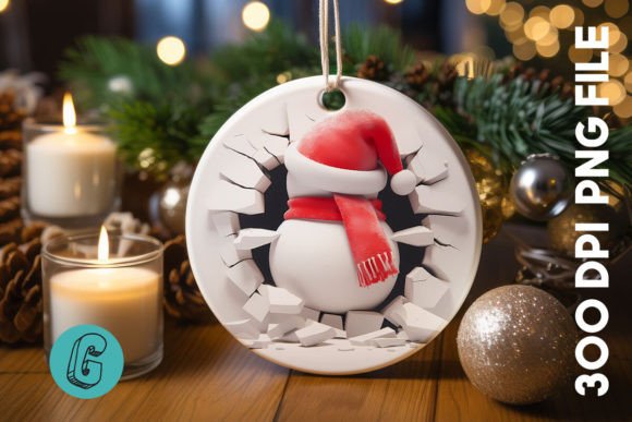 3D Snowman Break Wall Ornament PNG 45 for Creative Use