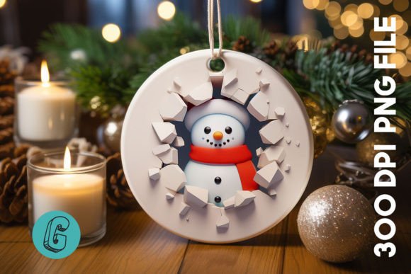 3D Snowman Break Wall Ornament PNG 46 for Creative DIY Projects