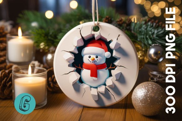3D Snowman Break Wall Ornament PNG 56: A Creative Asset for Winter-Themed Projects
