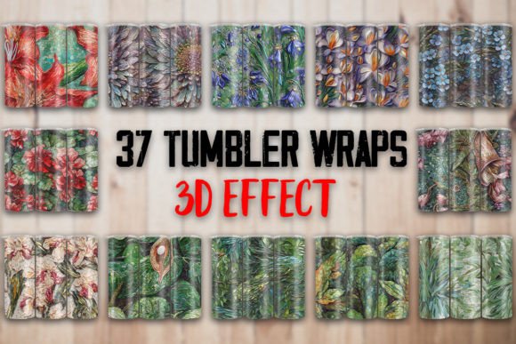 3D Vintage Flowers Tumbler Wrap Design