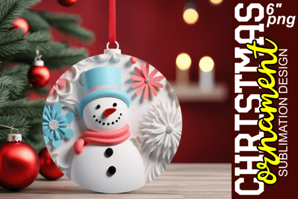 Frosty 3D Snowman Circle Decor: A High-Quality Sublimation Asset for Seasonal Projects