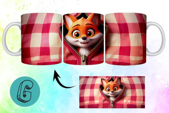 Valentine Cute Fox 3D Mug Wrap for Creative Projects