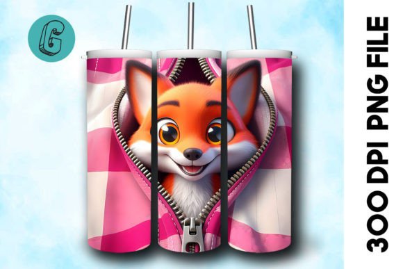 Valentine Cute Fox 3D Tumbler Wrap for Creative Projects