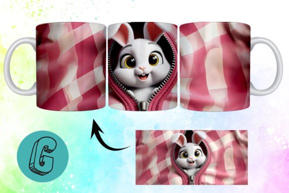 Valentine Cute Rabbit 3D Mug Wrap 07: A Creative Spark for Your DIY Projects
