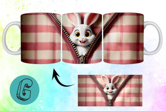 Valentine Cute Rabbit 3D Mug Wrap 09