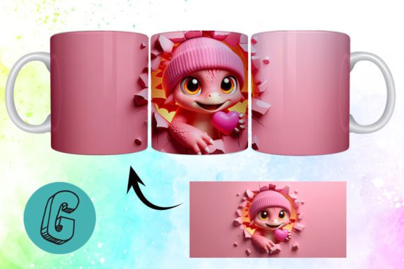 Valentine Dragon 3D Mug Wrap 86