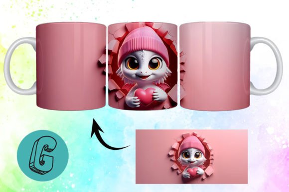 Valentine Dragon 3D Mug Wrap 94