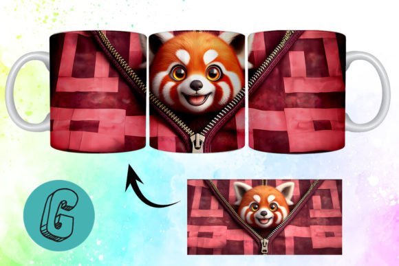 Valentine Red Panda 3D Mug Wrap 01: A Creative and Practical Digital Asset for Artists and DIY Enthusiasts