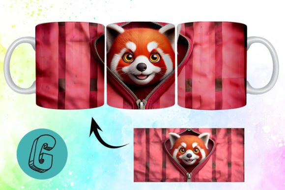 Valentine Red Panda 3D Mug Wrap 07: A Must-Have for Creative DIY Projects
